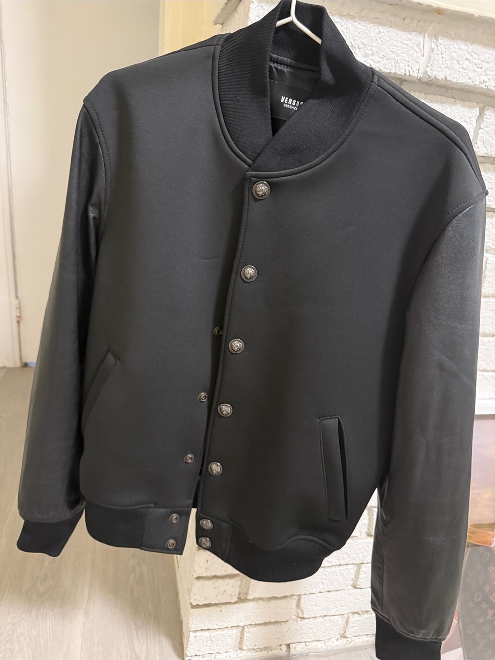 Versus Versace Black Snap-Front Bomber Jacket
